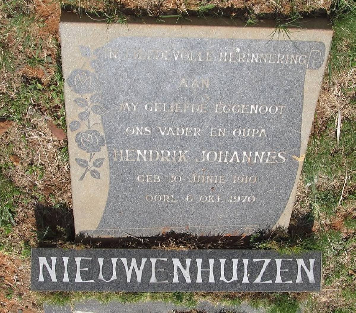 NIEUWENHUIZEN Hendrik Johannes 1910-1970