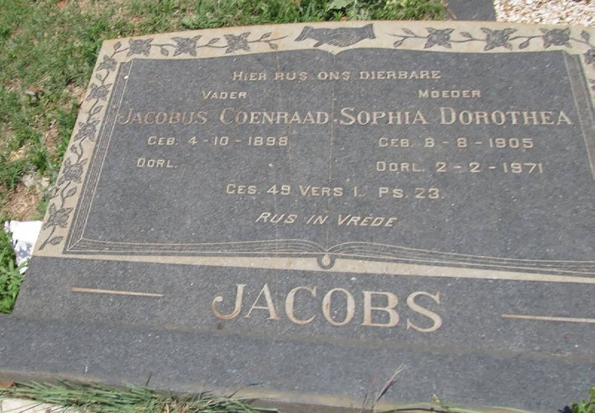 JACOBS Jacobus Coenraad 1898- &amp; Sophia Dorothea 1905-1971
