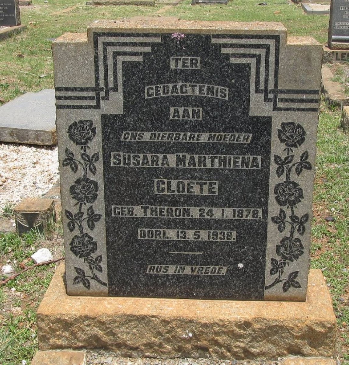 CLOETE Susara Marthiena nee THERON 1878-1938