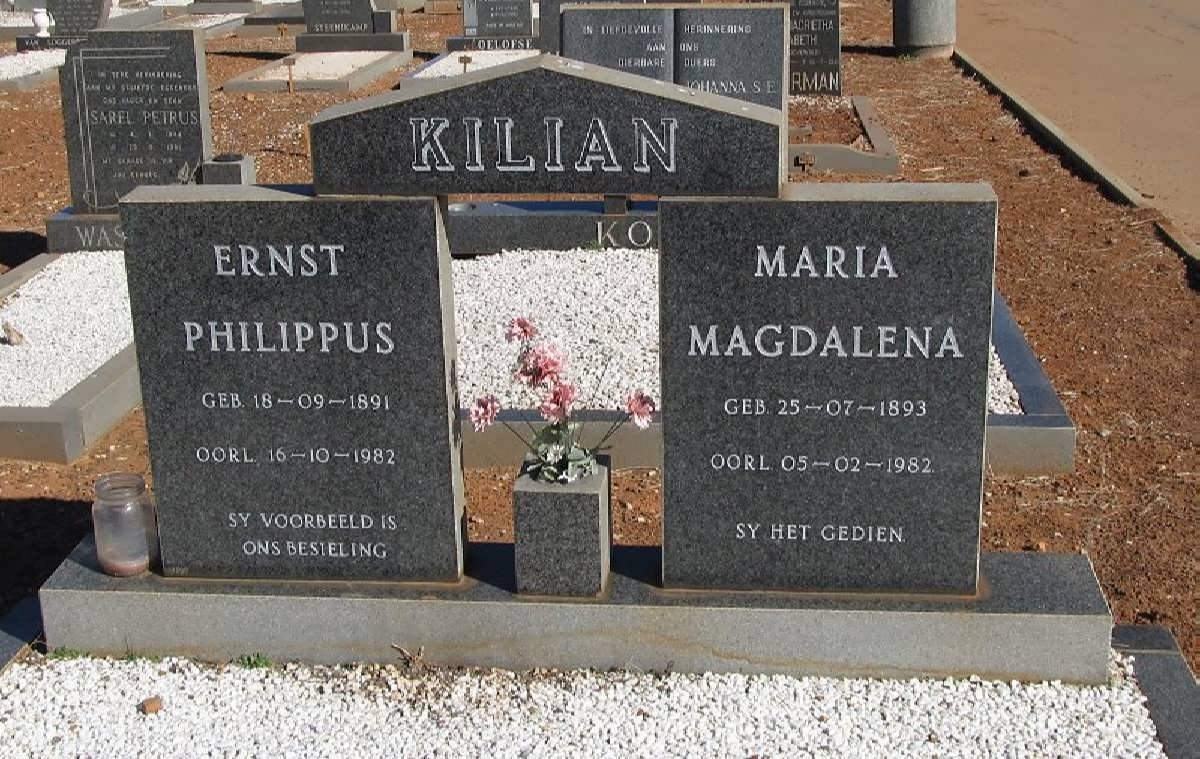 KILIAN Ernst Philippus 1891-1982 &amp; Maria Magdalena 1893-1982