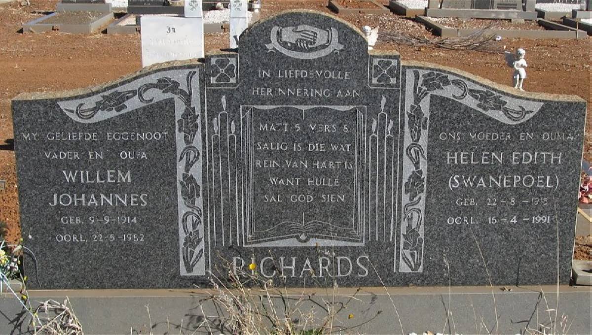 RICHARDS Willem Johannes 1914-1982 &amp; Helen Edith SWANEPOEL 1915-1991