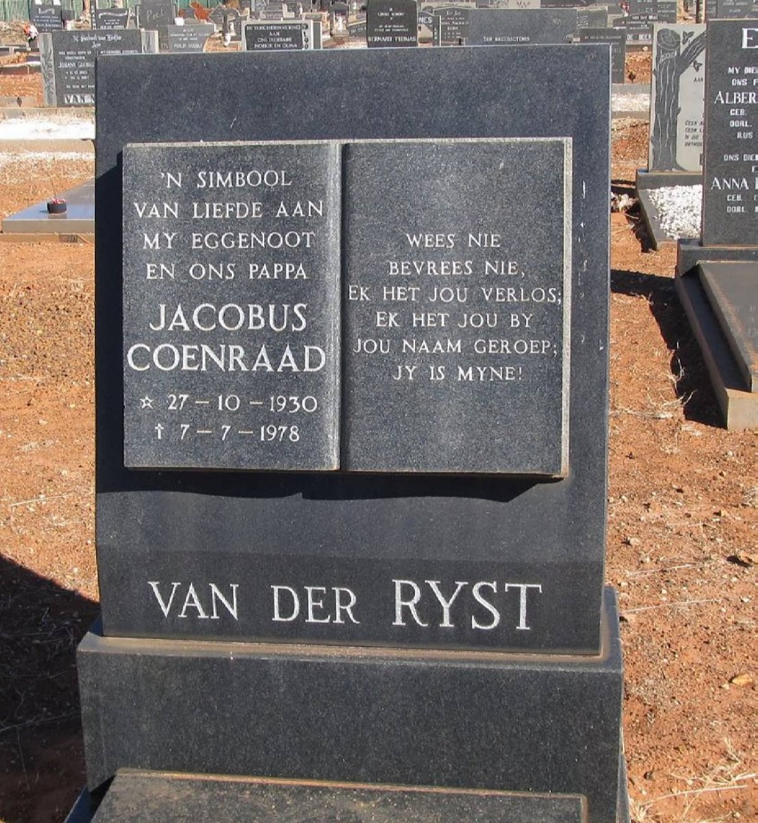 RYST Jacobus Coenraad, van der 1930-1978