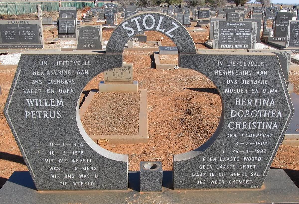 STOLZ Willem Petrus 1904-1978 &amp; Bertina Dorathea Christina LAMPRECH 1902-1982