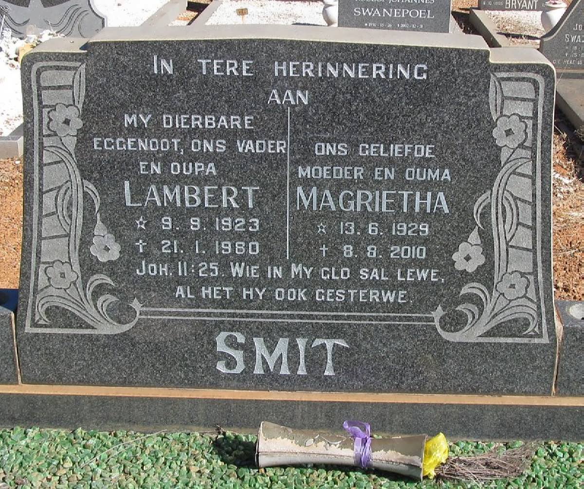 SMIT Lambert 1923-1980 &amp; Magrietha 1929-2010