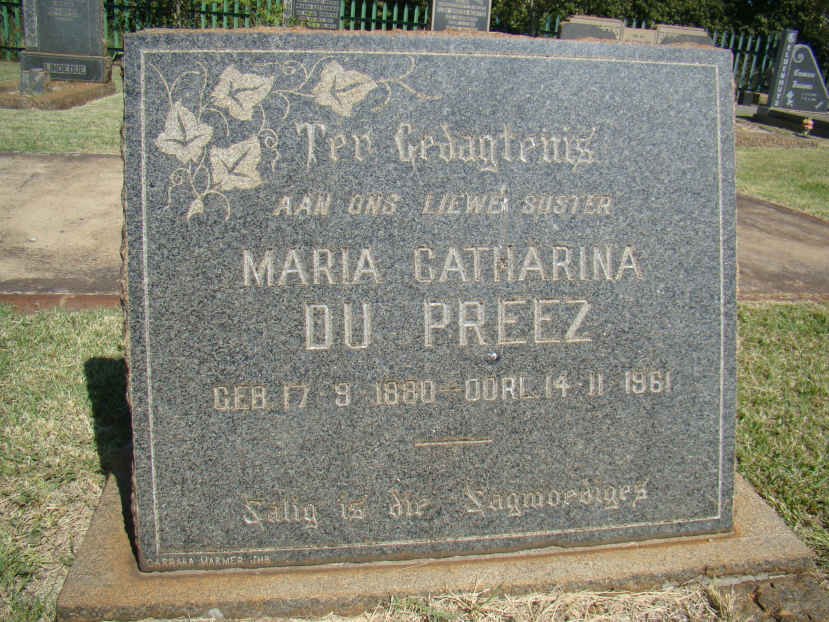 PREEZ Maria Catharina, du 1880-1961