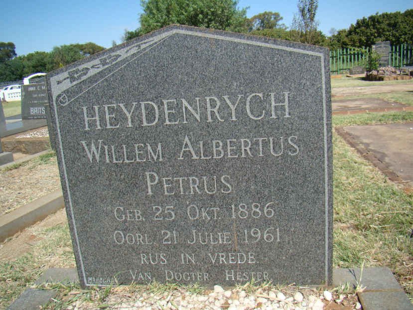 HEYDENRYCH Willem Albertus Petrus 1886-1961