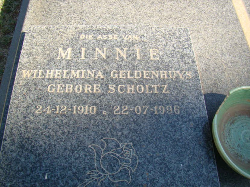 GELDENHUYS Wilhelmina nee SCHOLTZ 1910-1996