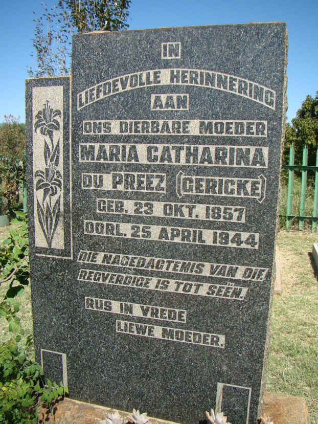 PREEZ Maria Catharina, du nee GERICKE 1857-1944