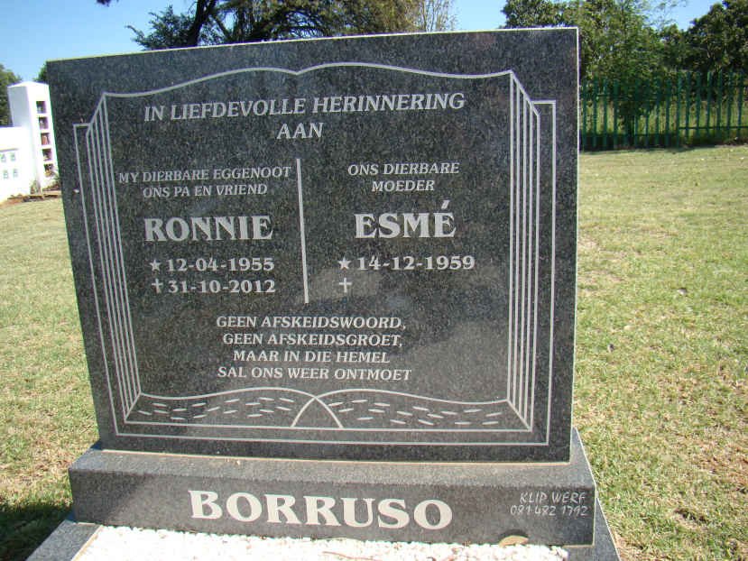 BORRUSO Ronnie 1955-2012 &amp; Esme 1959-