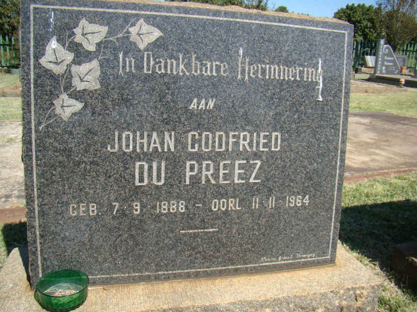PREEZ Johan Godfried, du 1888-1964