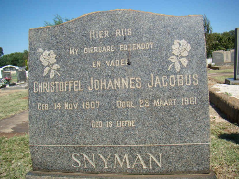 SNYMAN Christoffel Johannes Jacobus 1907-1961