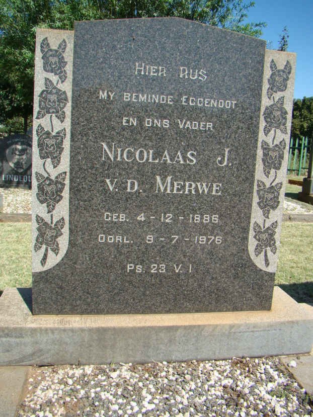 MERWE Nicolaas J, v.d. 1886-1976