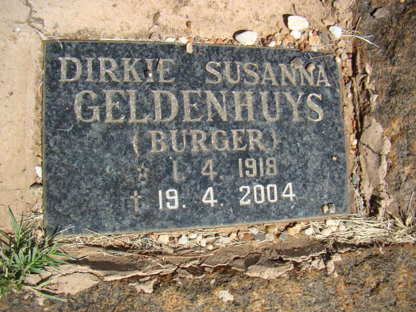 GELDENHUYS Dirkie Susanna nee BURGER 1918-2004